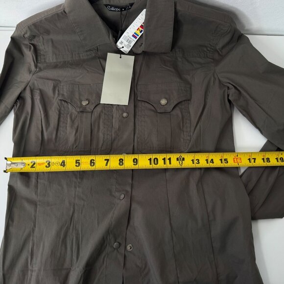 Calliope Womens Dark Olive Long Sleeve Button-Up Shirt XL Cotton Blend - Picture 11 of 15